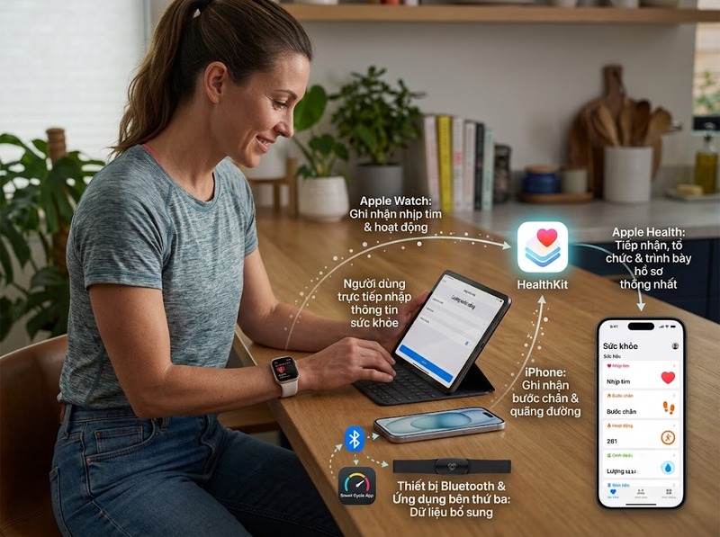 Apple Health kết nối và tổ chức dữ liệu từ ứng dụng, thiết bị ra sao?