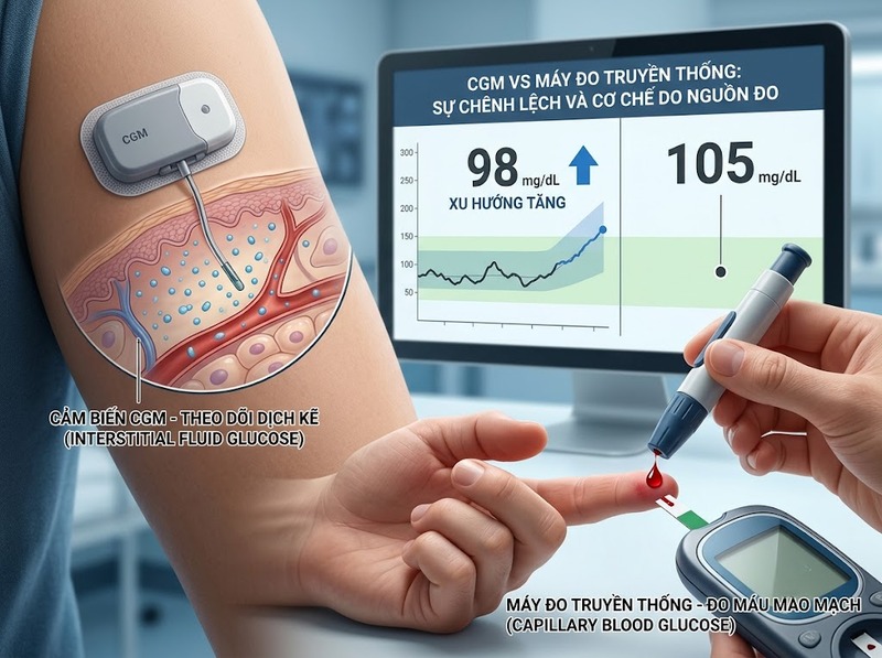 CGM và máy đo đường huyết khác nhau về cách đo và dữ liệu thế nào?