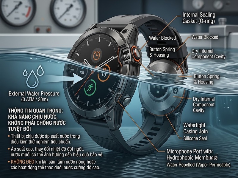 Chống nước trên smartwatch ảnh hưởng phạm vi sử dụng và theo dõi sức khỏe thế nào?