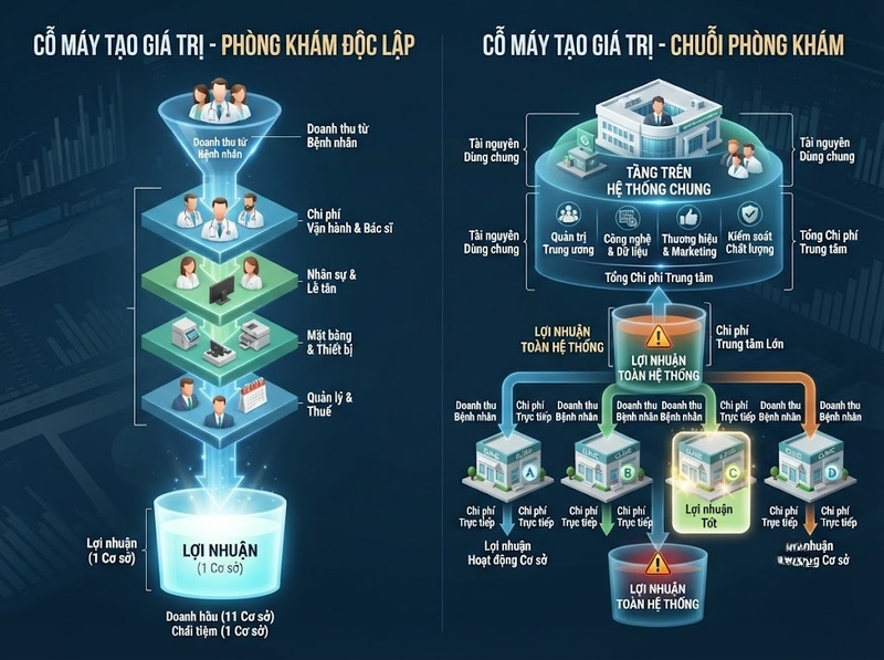 Chuỗi phòng khám và phòng khám độc lập khác nhau thế nào về kinh doanh?