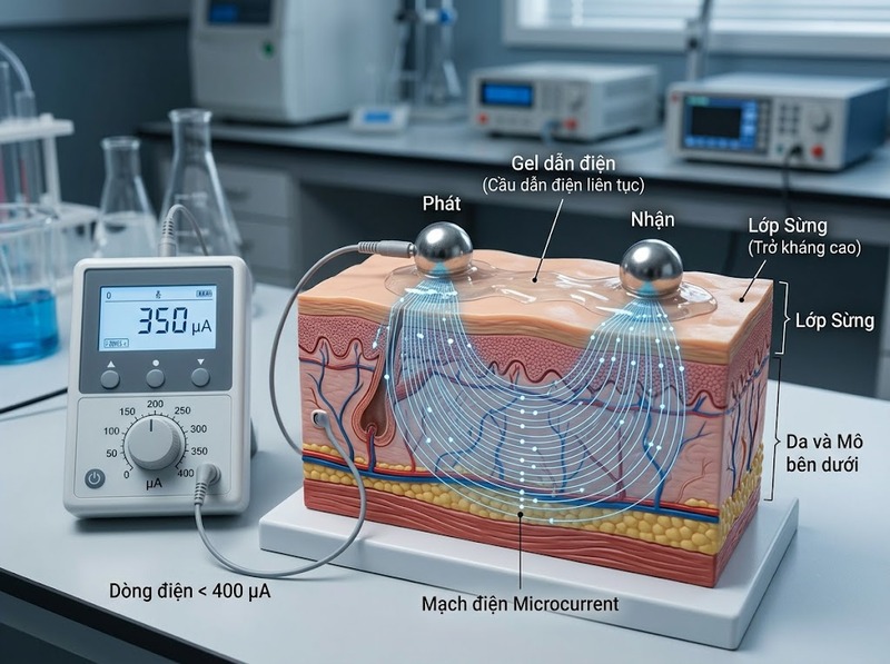 Công nghệ microcurrent sử dụng dòng điện cường độ thấp để tác động mô ra sao?