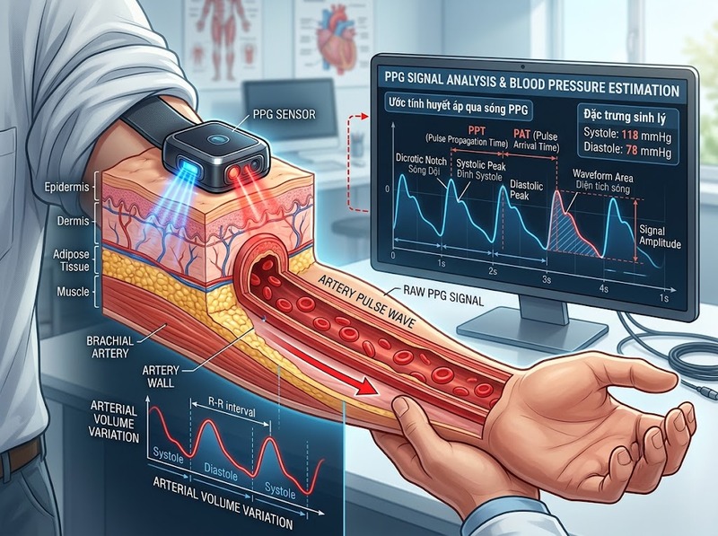 Công nghệ đo huyết áp không vòng bít ước tính huyết áp bằng cách nào?