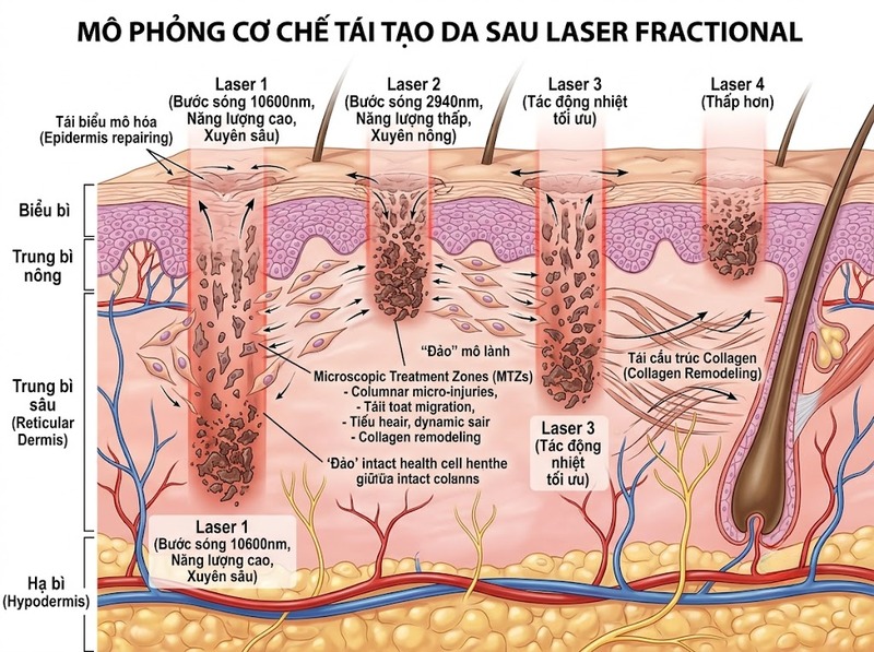 Laser fractional tạo vi vùng điều trị và được ứng dụng trong chăm sóc da ra sao?