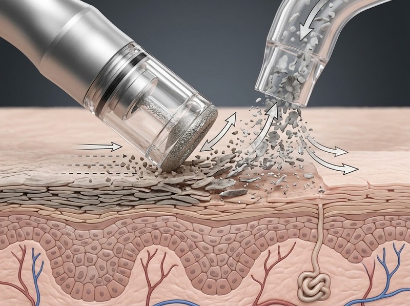 Microdermabrasion làm sạch và tái tạo bề mặt da bằng cơ chế nào?