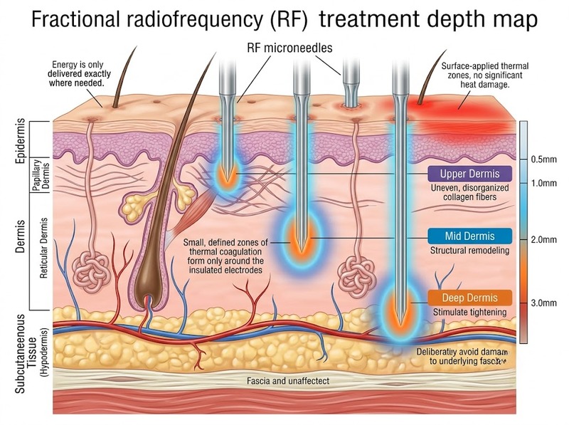 RF vi điểm kết hợp kim và năng lượng RF tạo lợi thế điều trị thế nào?