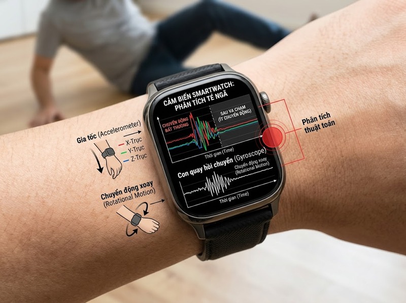 Smartwatch phát hiện té ngã từ gia tốc, chuyển động và thuật toán ra sao?