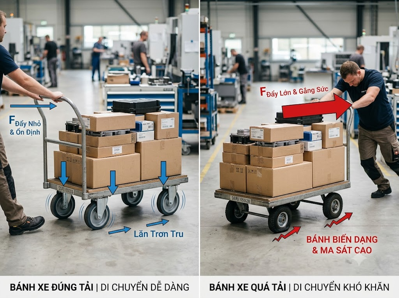 Bánh xe đẩy đúng tải trọng giúp giảm chấn thương như thế nào?
