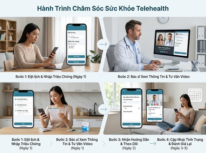 Ứng dụng khám từ xa kết nối tư vấn, dữ liệu và theo dõi người dùng ra sao?
